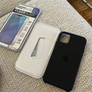 New iPhone 11 apple silicone case in black and new screen protector